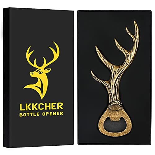 Image of LKKCHER Deer Antler Bottle Opener: Bronze Stag Bottle Opener for Men Women from Hunters to Beer Lovers