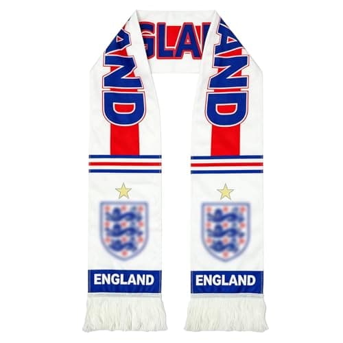 Image of England World Football Cup 2026 Scarf, Red White Blue National Colours England Supporters Scarf for Men Women, World Football Cup Fans Gear for Tournaments Match Day Pub Viewing Sports Events