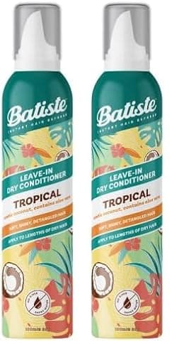 Image of Batiste Dry Leave In Conditioner Tropical 100 ml, Hair Conditioner Foam by Batiste Dry Shampoo, for Dry Hair, Exotic Coconut Fragrance, No Rinse Formula with Aloe Vera, Vegan Friendly Conditioner