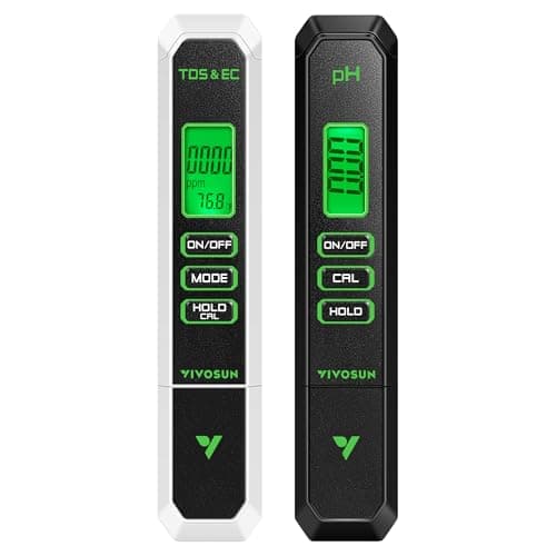 Image of VIVOSUN Digital pH and TDS Meter Kits, 0.01pH High Accuracy Pen Type pH Meter ± 2% Readout Accuracy 3-in-1 TDS EC Temperature Meter for Hydroponics, Pool and Aquarium, Black White, UL Certified