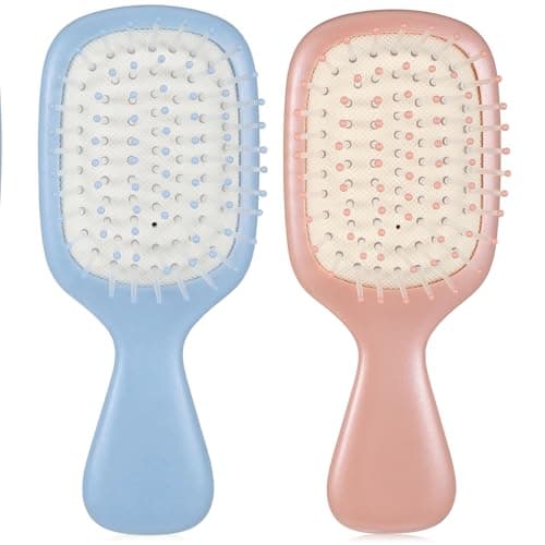 Image of YBEATY 2 Pack Mini Hair Bursh Protable Travel Size Hair Brush Soft Bristles Wet Dry Pockets Purses Hairbrush Small Mini Detangler Paddle Comb for Women Men Kids All Types Outing