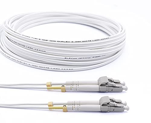 Image of Elfcam® - LC/UPC to LC/UPC OM3 Multimode Duplex 50/125um LSZH Fibre Optic Cable, White,10 Meter
