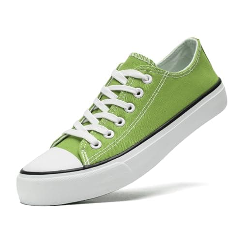 Image of sharllen Canvas Shoes Women Ladies Low Top Sneakers Classic Lace Up Trainers for Men Women Canvas Plimsolls Pumps Casual Tennis Shoes(Lemon Green 255)