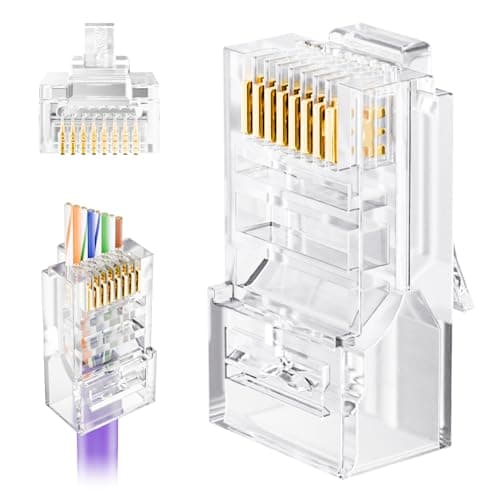 Image of VCE RJ45 Connector Pass Through Cat5E/Cat5 50 Pack, Ethernet RJ45 Plug for Cat5 Cat5e UTP Solid & Stranded Network Cable