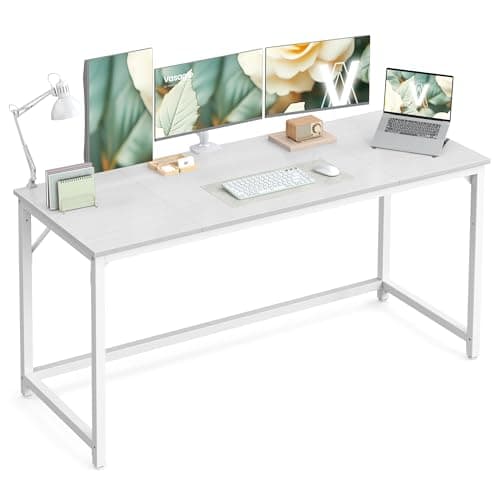 Image of VASAGLE Computer Desk, Office Desk, 160 x 60 x 76 cm, for Study, Bedroom, Living Room, Maple White and Pearl White LWD121WF01