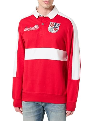 Image of Canterbury Adult Unisex British & Irish Lions Canterbury Heritage Rugby Jersey | Relaxed Fit | Heavyweight Fabric | Official British & Irish Lions Licensed Product Lifestyle Rugby Jersey, Red Haute, S