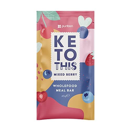 Image of Purition Wholefood Meal Bars Mixed Berry Flavour 12 Pack | Vegan & Keto Friendly | No Added Sugar | Premium Low Carb High Fat Keto Meal Bars with Only Natural Ingredients