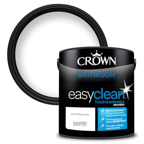 Image of CROWN Pure Brilliant White - Anti Mould Bathroom Paint - Washable, Mould & Condensation Resistant - Brilliant White Paint - 2.5L
