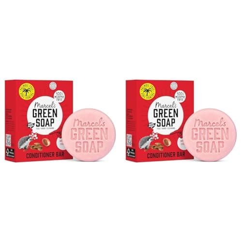 Image of Marcel's Green Soap Hair Conditioner Bar Argan & Oudh - Eco-Friendly, Zero Plastic Packaging - Free from Palm Oil, Suitable for Vegans, Compact and Long-Lasting, 60 grams (Pack of 2)