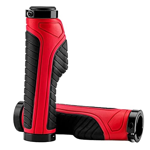 Image of ROCKBROS Bike Grips Bicycle Handlebar Grips Double Aluminum Clamp Lock On Covers Handlebar Covers for MTB BMX Mountain Bike Red