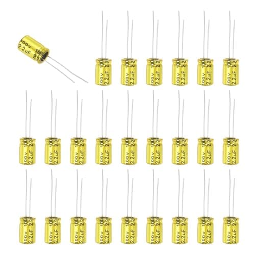 Image of sourcing map 50Pcs 2.2uF 100V Non-Polarized Electrolytic Capacitor, 13mm x 8mm Aluminum Audio Frequency Divider Capacitor for DIY Audio Projects Tweeter Speakers Car Amplifier
