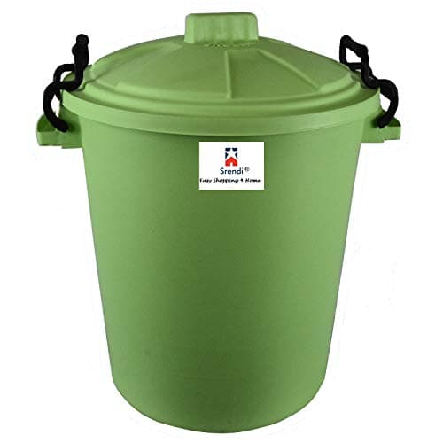 Image of Srendi® 50L Plastic Bin/Waterfroof/Rodent Proof/Ideal for Outdoor/Animal Feed/Food/Storage/Flour Locking Lid (Lime Green)