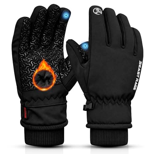 Image of BEAST RAGE Waterproof Winter Gloves for Men Women, -10℉ Coldproof Touchscreen Ski Gloves, Windproof,Anti-Slip,Warm Thermal Gloves,Cold Weather Ski Gloves for Cycling,Running,Riding,Skiing (BLACK, S)
