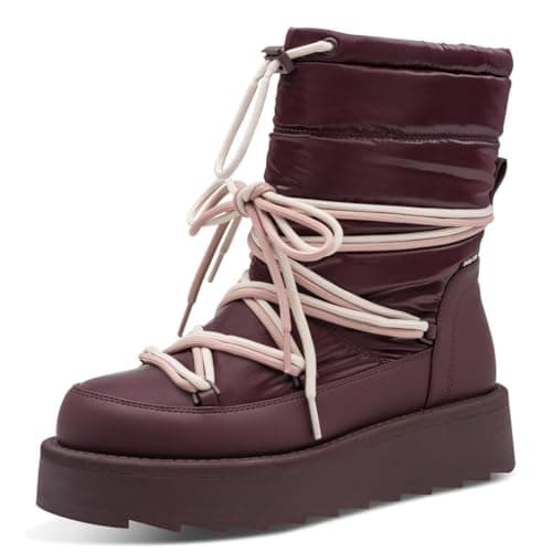 Image of Tamaris Women's Lace-Up Ankle Boots Warm Lining Flat Red (MERLOT), 40