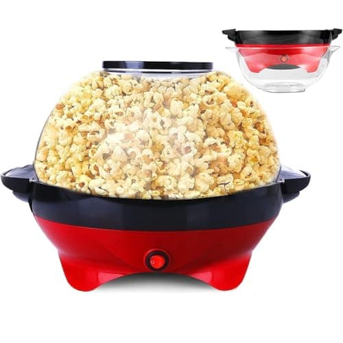 Image of Yabano Popcorn Maker 5L Popcorn Maker for Home 800W with Sugar and Oil, Removable Non-Stick Hot Plate, Automatic Mixer, Transparent Lid as Serving Bowl, Easy to Clean