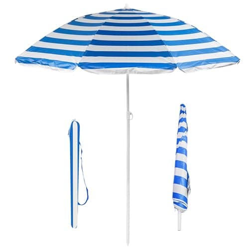 Image of Crystals 1.7m Garden Parasol Outdoor Tilt Umbrella, Parasol UV Canopy Patio Sun Shade Umbrella for Garden (Blue)