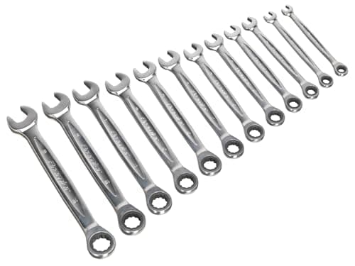 Image of Sealey AK63922 12pc Ratchet Combination Spanner Set - Metric, Silver
