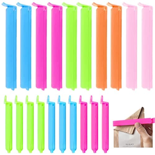 Image of Yafe 20 Pcs Bag Clips for Food Storage, Freezer Bag Clips Fridge Sealing Storage Clip Plastic Bag Sealing Clip Multicolor Reusable Kitchen Accessories for Snacks, Coffee, Food & Sandwich (2 Sizes)