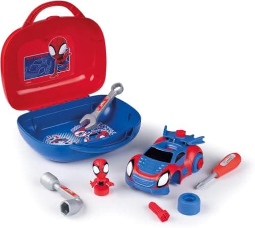 Image of SMOBY Spidey and His Amazing Friends Tool Box for kids - Help Spidey to build for adventures across the Spiderverse. Includes accessories and stickers for Boys and Girls Ages 3 4 5 6 7 Years