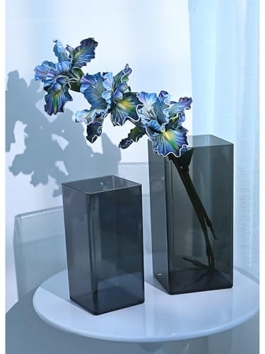 Image of Modern Simplicity, Shatterproof Flower Vases, Set of 2 High-strength Plastic Vase for Daily Care of Flowers, Perfect for Home with Energetic Children or Pets - 2 vases, 20cm 25cm tall, grey