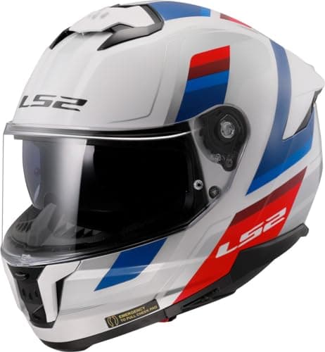 Image of LS2 FF808 Stream II Dual Visor Full Face Motorcycle Helmet. VINTAGE WHITE BLUE RED (3XL)