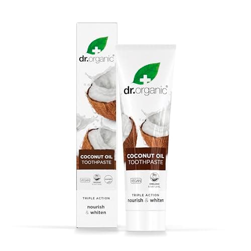 Image of Dr Organic Coconut Oil Toothpaste, Whitening, Natural, Mens, Womens, Natural, Vegan, Cruelty-Free, Paraben & SLS-Free, Organic, 100ml, Packaging May Vary