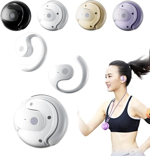 Image of Niblido Small Coconut Bluetooth Headset, Wireless, Bluetooth 5.4, White, In Ear, Open Ear, Noise Cancelling for Voice Calls, Sport, 5 Hour Battery, IPX5 Waterproof
