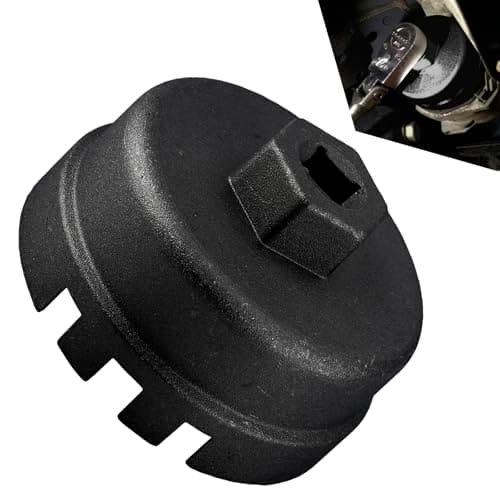 Image of VBGURR 64.5mm 14 Flutes Oil Filter Wrench Cap Removal Tool,Car Oil Filter Cap Wrench,Fuel Filter Removal Socket Tool,Heavy Duty Oil Filter Spanner for Toyota Lexus RAV4 2.5 L to 5.7 L Engines (Black)