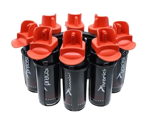 Image of Precision 8 Hygiene Water Bottles and Oval Carrier, 8 x 1L BPA Free, Team Sports Bottles, Non Contact Fast Flow Spouts, Dishwasher Safe, Football, Rugby, Hockey, Black