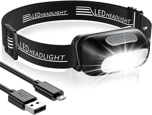 Image of CIRYCASE Head Torch, Ultra-Light Rechargeable LED Headlamp with White Red Light, IPX4 Waterproof & 5 Modes Adjustable Headlamp Accessories for Adults & Kids, 200 Lumen Headlight for Camping, Cycling
