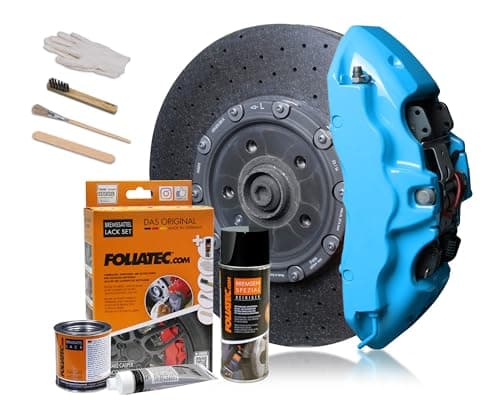 Image of Foliatec Brake Caliper Paint Set, Heat Resistant, Complete Set for 4 Brake Calipers, Sky Blue, 7 Piece Set