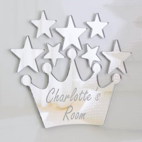 Image of Laserables Princess Crown Mirror Set Personalised Door Name Plaque Boy Girls Bed Room Sign
