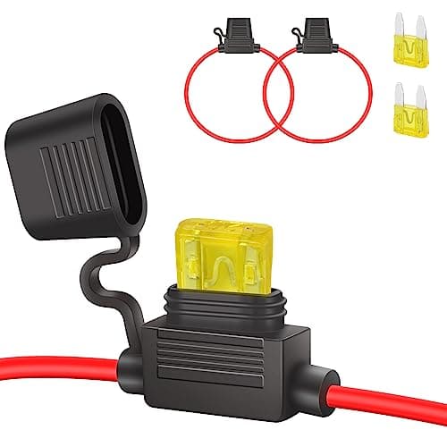Image of JatilEr Mini 2 Pcs 12v Blade Fuse Holder, Waterproof Copper Wire with 20A Fuse for Car/Truck/Motorcycle/Boat
