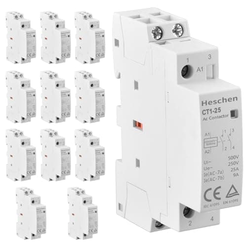 Image of Heschen 12PCS Household AC Contactor, CT1-25, 2 Pole, Two Normally Open, AC 220V/230V Coil Voltage, 35 mm DIN Rail Mount(12)