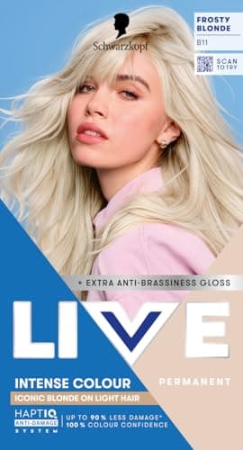 Image of Schwarzkopf LIVE Intense Colour B11 Frosty Blonde, Long-lasting Permanent Blonde Hair Dye, For Lighter Hair, With Extra No-Brassiness Gloss