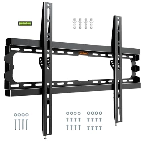 Image of VonHaus TV Wall Bracket for 37-85" Screens, Ultra-Slim TV Bracket with Spirit Level, Flat to Wall Mount, 70kg Capacity, Max VESA : 600x400mm