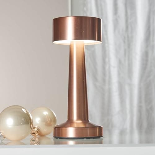 Image of Coopers of Stortford USB Rechargeable Touch Light Table Lamp | Gold/Rose Gold/Silver (Rose Gold)