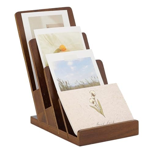 Image of FINGERINSPIRE 4-Tier Wooden Brochure Display Stand 16.7x11.5x19.6cm Coconut Brown Color Literature Display Holder Detachable Pamphlet Display Stand for Flyer Business Cards Postcard Pamphlet