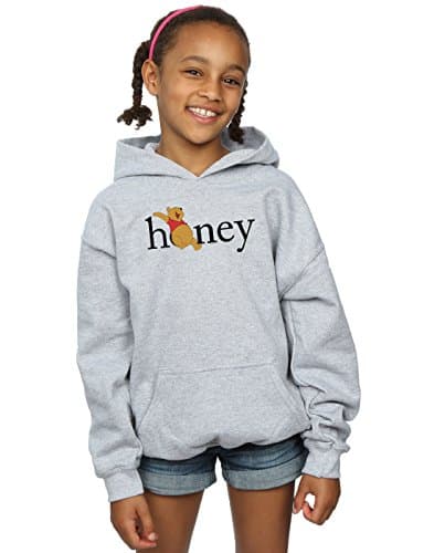 Image of Disney Girls Winnie The Pooh Honey Hoodie Sport Grey 9-11 Years