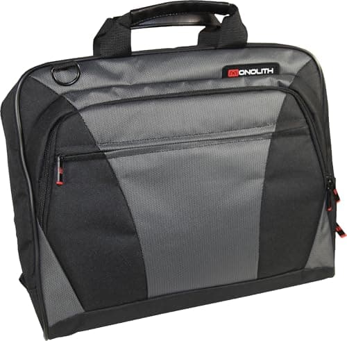 Image of Monolith Nylon Laptop Messenger Bag Holds 15.4 Inch Laptop W400xD70xH320mm Black/Grey, 202564