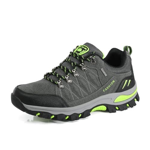 Image of VLOOKST Hiking Boots Mens Outdoor Non-Slip Lace-up Walking Trekking Shoes Sneaker for Climbing Backpacking Camping,8018 Grey,8.5 UK