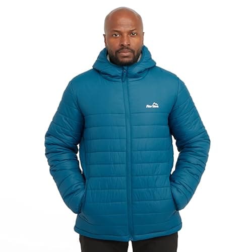 Image of Peter Storm Men’s Blisco Jacket with Hood & 2 Pockets, Insulated, Water Repellent & Lightweight Puffer Coat for Cold Weather & Winter (UK, Alpha, M, Regular, Regular, Marine Teal)