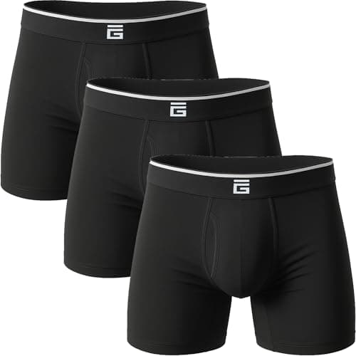 Image of Giovici Mens Boxers Bamboo Anti Chafing Soft Comfortable Boxer Briefs Longer Leg - Boxer Shorts Multipack - Moisture Wicking Technology (XL, Black Fly, 3 Pack)