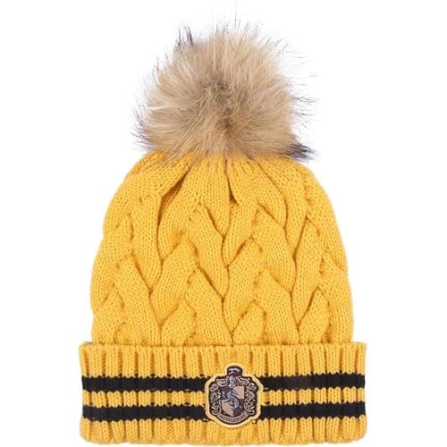 Image of Harry Potter Pom Pom Knitted Hat, Hufflepuff - Yellow, One Size Fits All (2200009660)