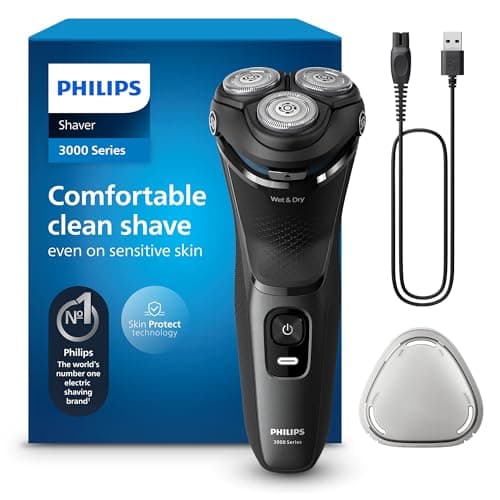 Image of Philips Electric Shaver 3000 Series - Wet & Dry Electric Shaver for Men with SkinProtect Technology in Dark Moon, Pop-up Beard Trimmer, Cordless Shaver (Model S3145/00)