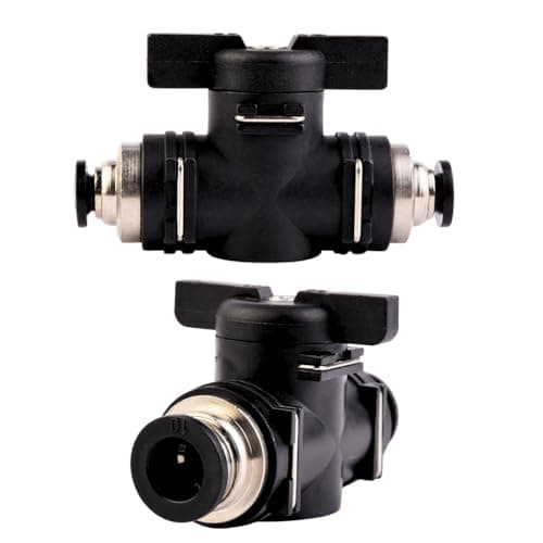 Image of Pack of 2 Pneumatic Connectors Air Flow Control Valve with Straight 10 mm Pneumatic Ball Valve with Shut-off Valve for Quick Connection of Air Lines
