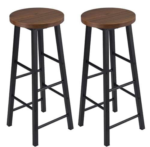 Image of WOLTU Breakfast Kitchen Counter Bar Stools Set of 2 PCS MDF Seat Seat Bar Chairs Metal Legs Barstools Dark Beech High Stools