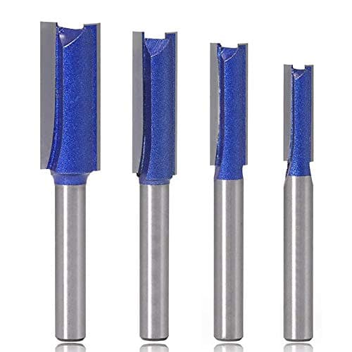 Image of Mesee 4 Pieces Double Flute Straight Router Bit Set 1/4 Inch Shank Industrial Grade Tungsten Carbide Trimming Milling Cutter Woodworking Tools, Cutting Dia. 1/4", 5/16", 3/8", 1/2"