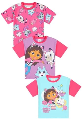 Image of Gabby's Dollhouse 3 Pack Girls T-Shirts Kids Multipack (4-5 Years) Pink