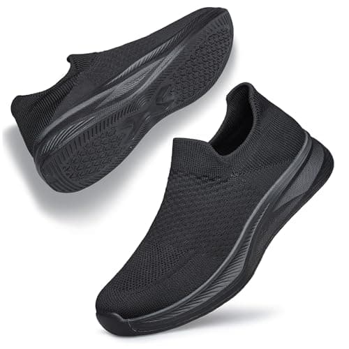 Image of Raoendis Womens Trainers Slip on Walking Shoes Ladies Sneakers Sport Shoes, Comfortable Lightweight Walking Mesh Running Shoes for Indoor Outdoor Activities Black Size 7